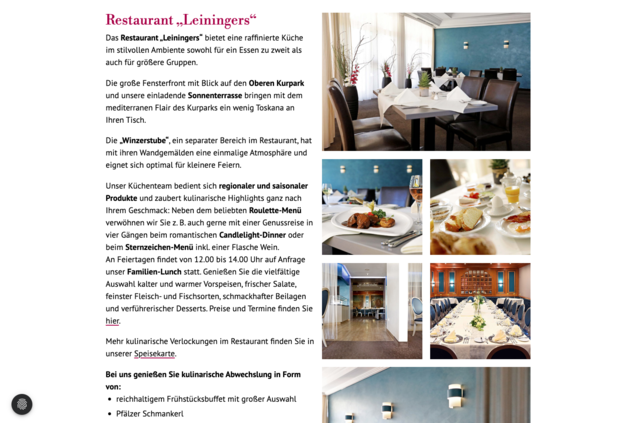 Restaurant ,,Leiningers" vom Kurpark Hotel