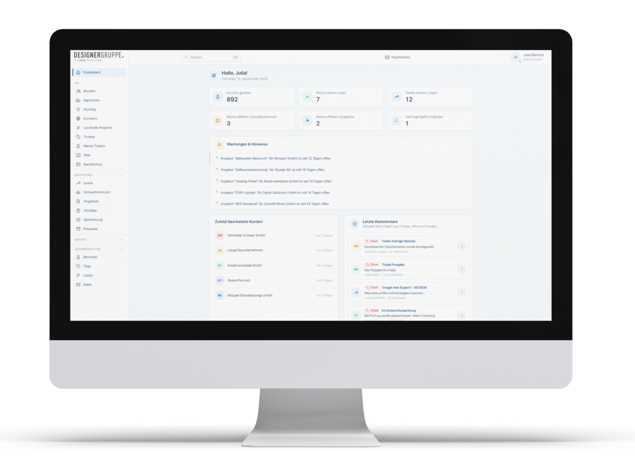 CRM Mockup auf Desktop