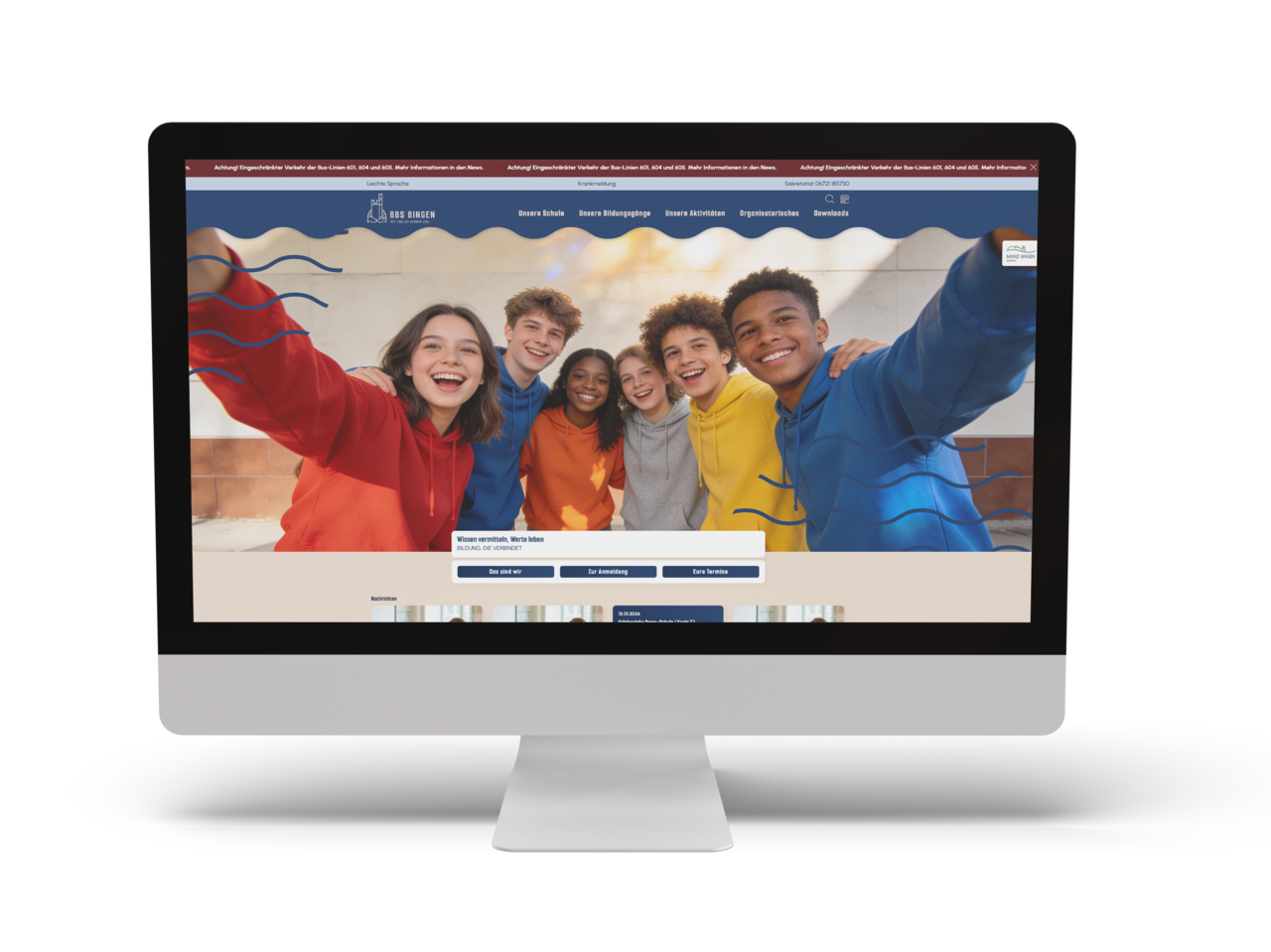 Mockup Schulwebsite Mainz Bingen
