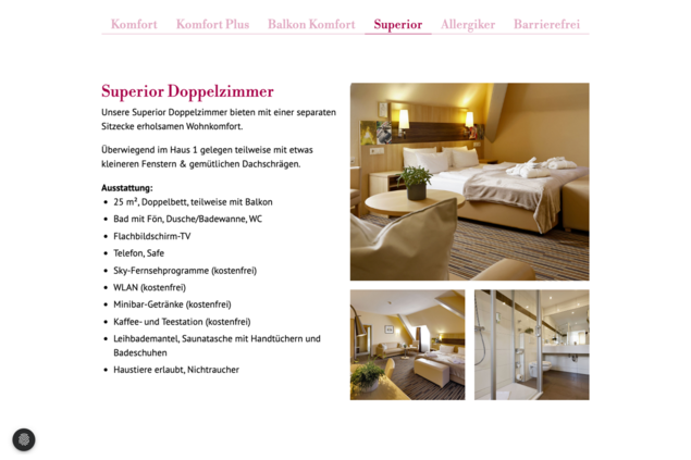 Verschiedenen Zimmermöglichkeiten des Hotels